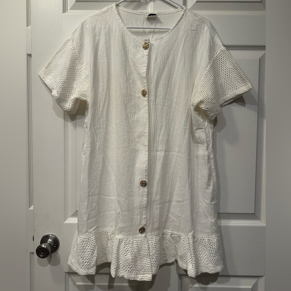 Ropa of California white button up casual beach coverup